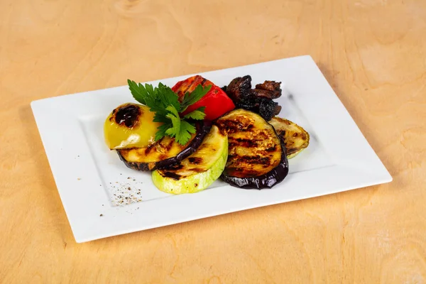 Tas Légumes Grillés Dans Assiette — Photo