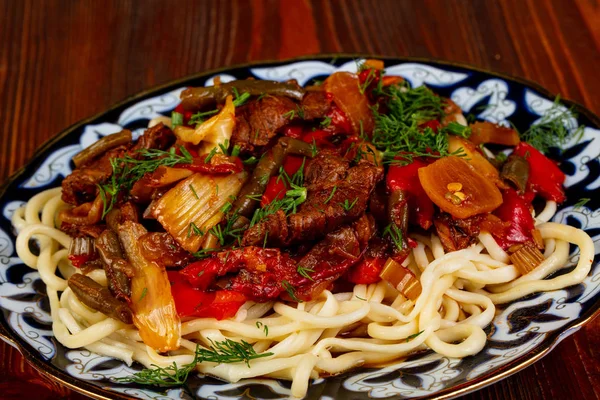 Uzbek traditional lagman with meat — Stock Image Uzbek Traditional Lagman Meat Royalty Free Stock Images