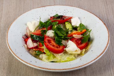 Mozzarella peyniri ve sebze salatası
