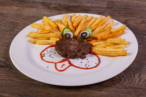 Çocuk menüsü - pirzola Fransız patates ile