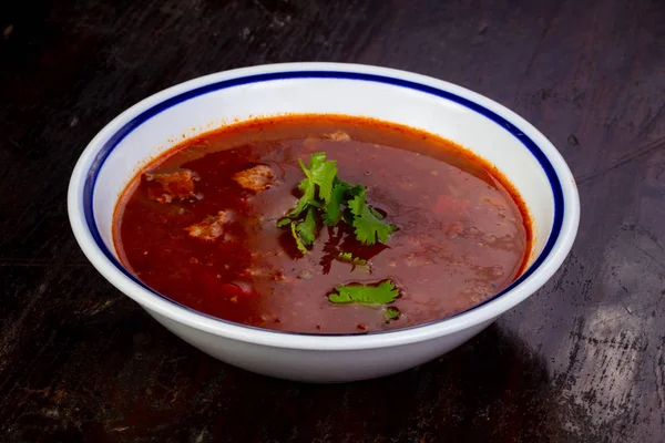 Томатный Суп Мясом Бобами — стоковое фото