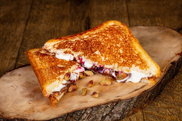 Sandwich Met Nutella Roomkaas — Stockfoto