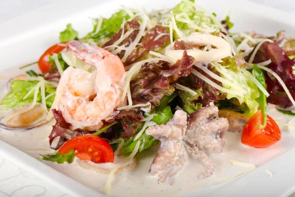 Deniz ürünleri salatası ahtapot, karides, mussell ve calamar