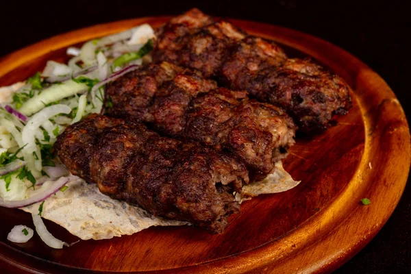 Kebab Porc Grillé Kofta Servi Oignon — Photo