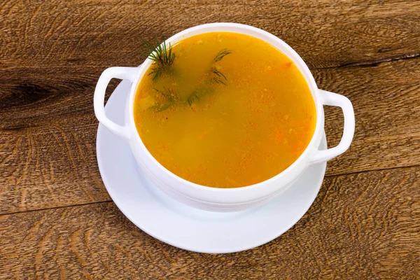 Курячий Суп Овочами Травами — стокове фото