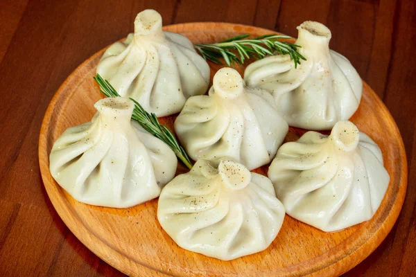 Khinkali Tradicional Georgiano Com Carne — Fotografia de Stock