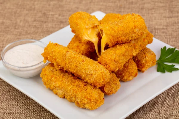 Fried Cheese Sticks Sauce — Stock Photo, Image