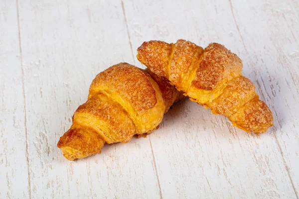 Édes Finom Croissant Felett Háttér — Stock Fotó