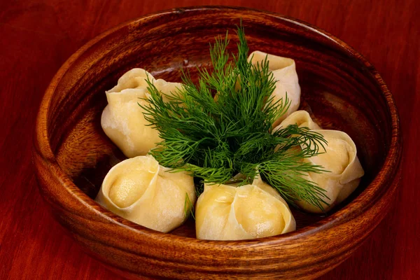 Uzbek Traditional Dumplings Manti Meat — Stock Photo, Image