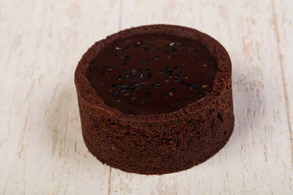 Brownie Gâteau Chocolat Sur Fond Bois — Photo