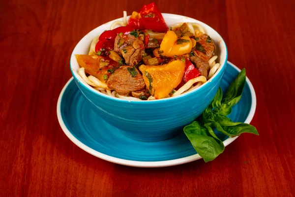 Usbek cuisine - lagman with meat — Stock Image Usbek Cuisine Lagman Meat Royalty Free Stock Photos
