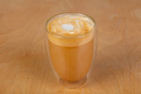 Cappuccino Café Dans Verre Avec Lait — Photo