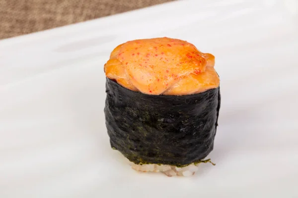 Pikantní Gunkan Sushi Omáčkou — Stock fotografie