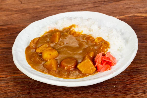 Veganes Curry Mit Gemüse Und Reis — Stockfoto