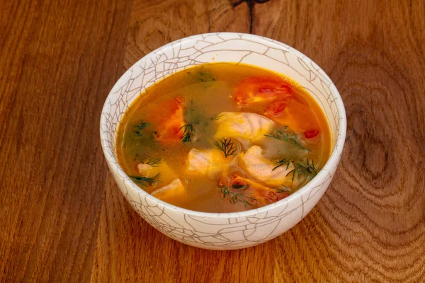 Sopa Peixe Com Salmão Tomate — Fotografia de Stock