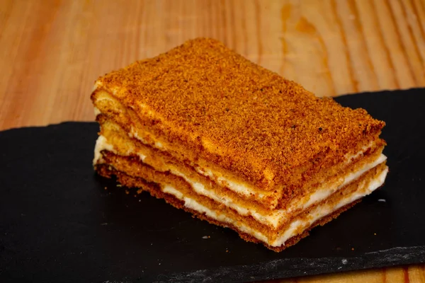 Tasty layered cake with honey