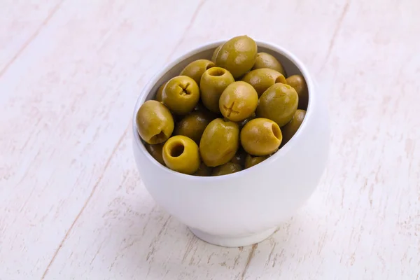 Olives Marinées Savoureuses Dans Bol — Photo