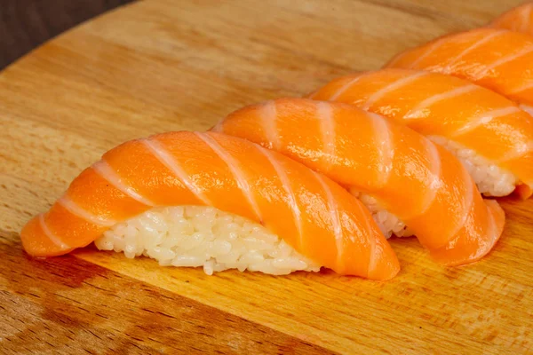 Sushi Salmon Wooden — Stock Photo, Image