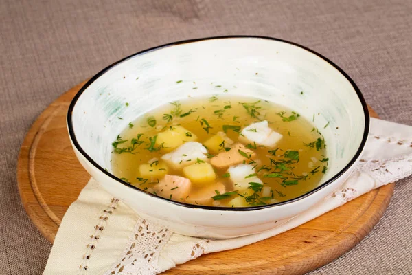 Sopa Salmón Pescado Con Papa — Foto de Stock