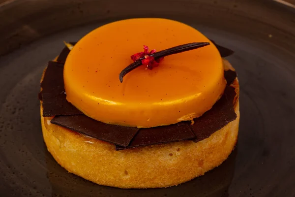 Mousse Mangue Douce Dans Assiette — Photo