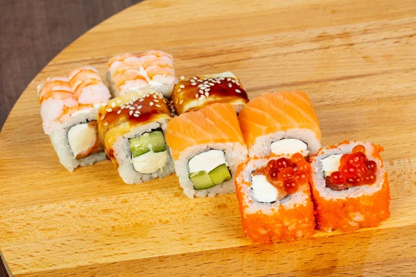 Japan Roll Set Salmon Eel Prawn — Stock Photo, Image