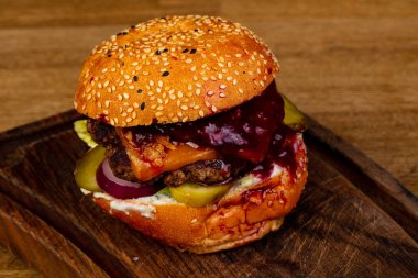 Lezzetli burger et ve peynir