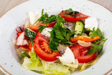 Mozzarella peyniri ve sebze salatası