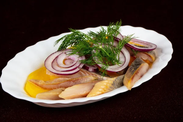 Filete Arenque Con Patata Cebolla —  Fotos de Stock