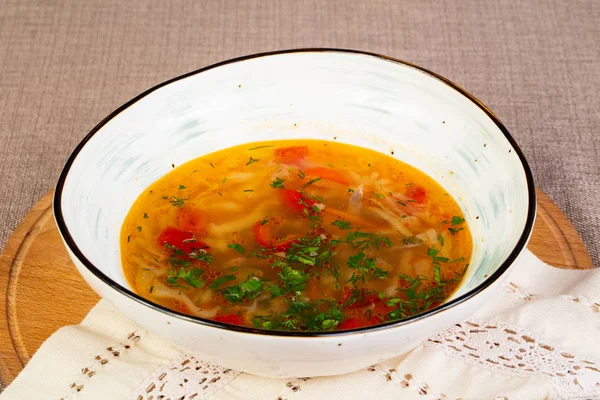 Supă Varză Fierbinte Carne Vită — Fotografie, imagine de stoc