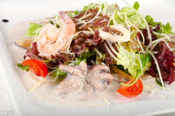 Salada Frutos Mar Com Polvo Camarão Mussell Calamar — Fotografia de Stock