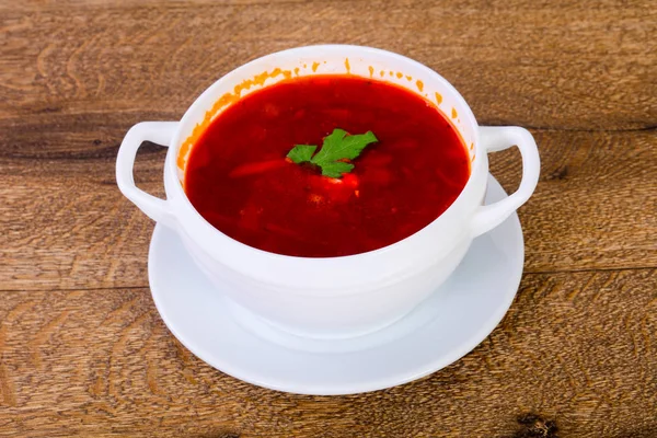 Russian Cabbage Soup Borsht Beef — Stock Photo, Image