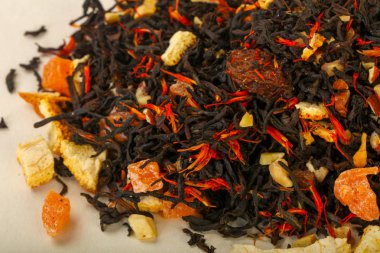 Aroma çay yığın meyve, meyveler ve otlar ile