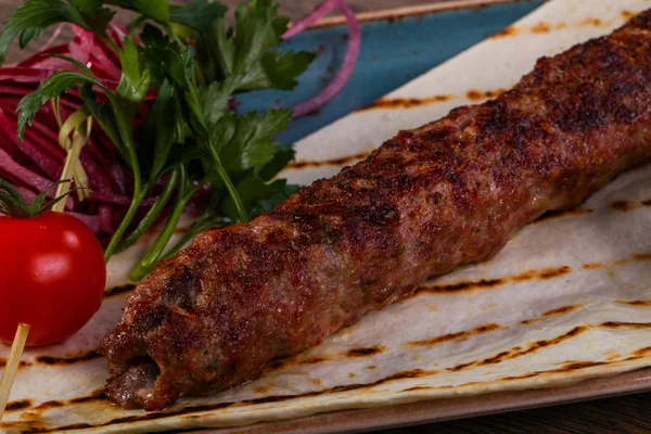 Carne Maiale Kebab Con Salsa Pane — Foto Stock