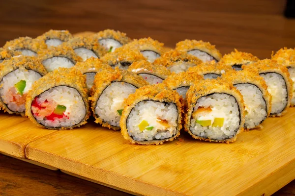 Delicious Fried Tempura Sushi Set — Stock Photo, Image
