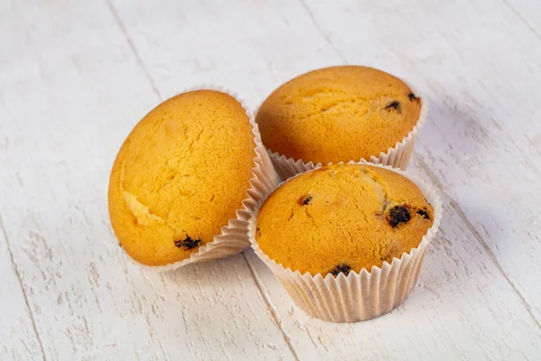 Sladké Muffiny Chutné Dřevěné Pozadí — Stock fotografie