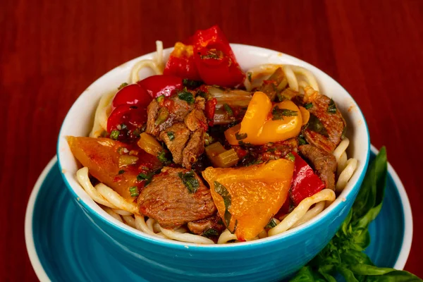 Usbek cuisine - lagman with meat — Stock Image Usbek Cuisine Lagman Meat Stock Picture