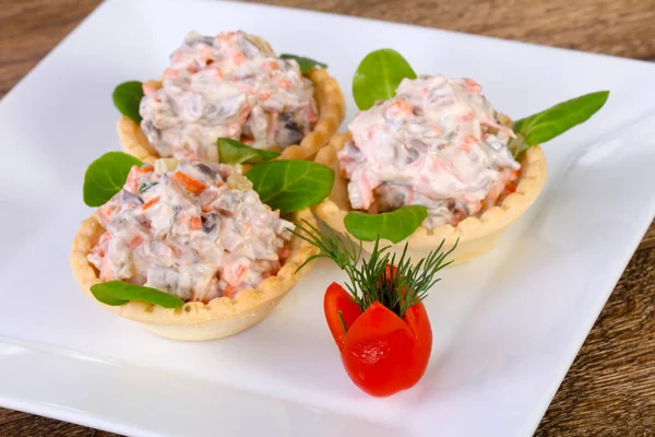 Salade Russe Canape Servi Ruccola — Photo