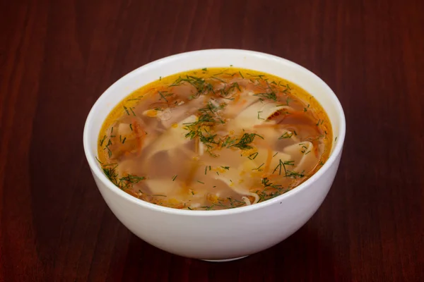 Sup Ayam Dengan Mie Dan Dill — Stok Foto