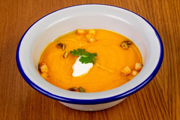 Tasty Pumpkin soup with cream — Stock Image Tasty Pumpkin Soup Cream Stock Picture