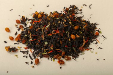 Aroma çay yığın meyve, meyveler ve otlar ile