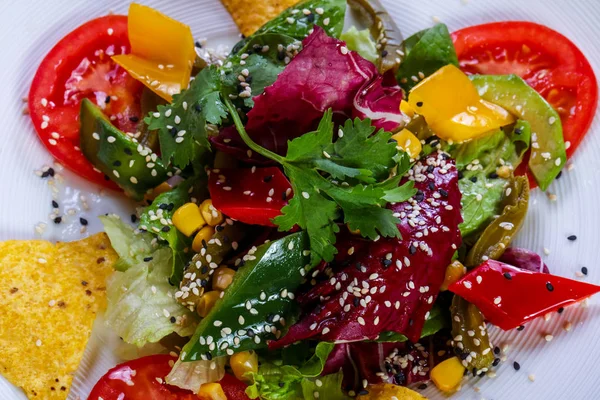 Salade Légumes Avec Avocat Maïs — Photo