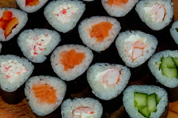 Maki Roll Set Salmon Crab Cucumber — Stock Photo, Image