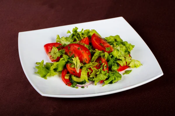 Vegan Sebze Salatası Domates Salatalık — Stok fotoğraf