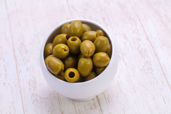 Tasty Pickled olives in the bowl