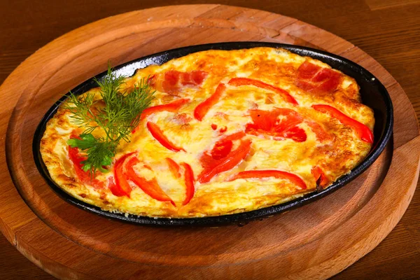 Omelet Met Spekjes Tomaat Peper — Stockfoto