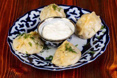 Özbek traditinal manty köfte etli