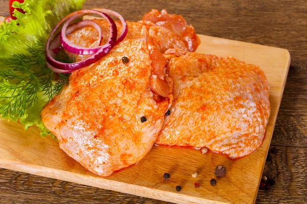 Raw Marinated Chicken Thighs Grill Bbq — Stock Photo, Image