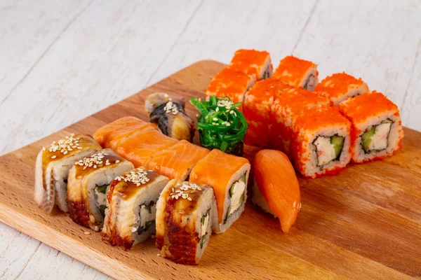 Traditionele Sushi Set Met Zalm Paling — Stockfoto