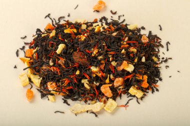 Aroma çay yığın meyve, meyveler ve otlar ile