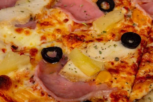 Pizza Ham Pineapple Cheese — Stock Photo, Image